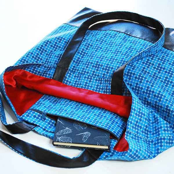 veganer_Stoffbeutel_Vichy_blau_Innentasche, Shopper, Umhängetasche, Stofftasche,